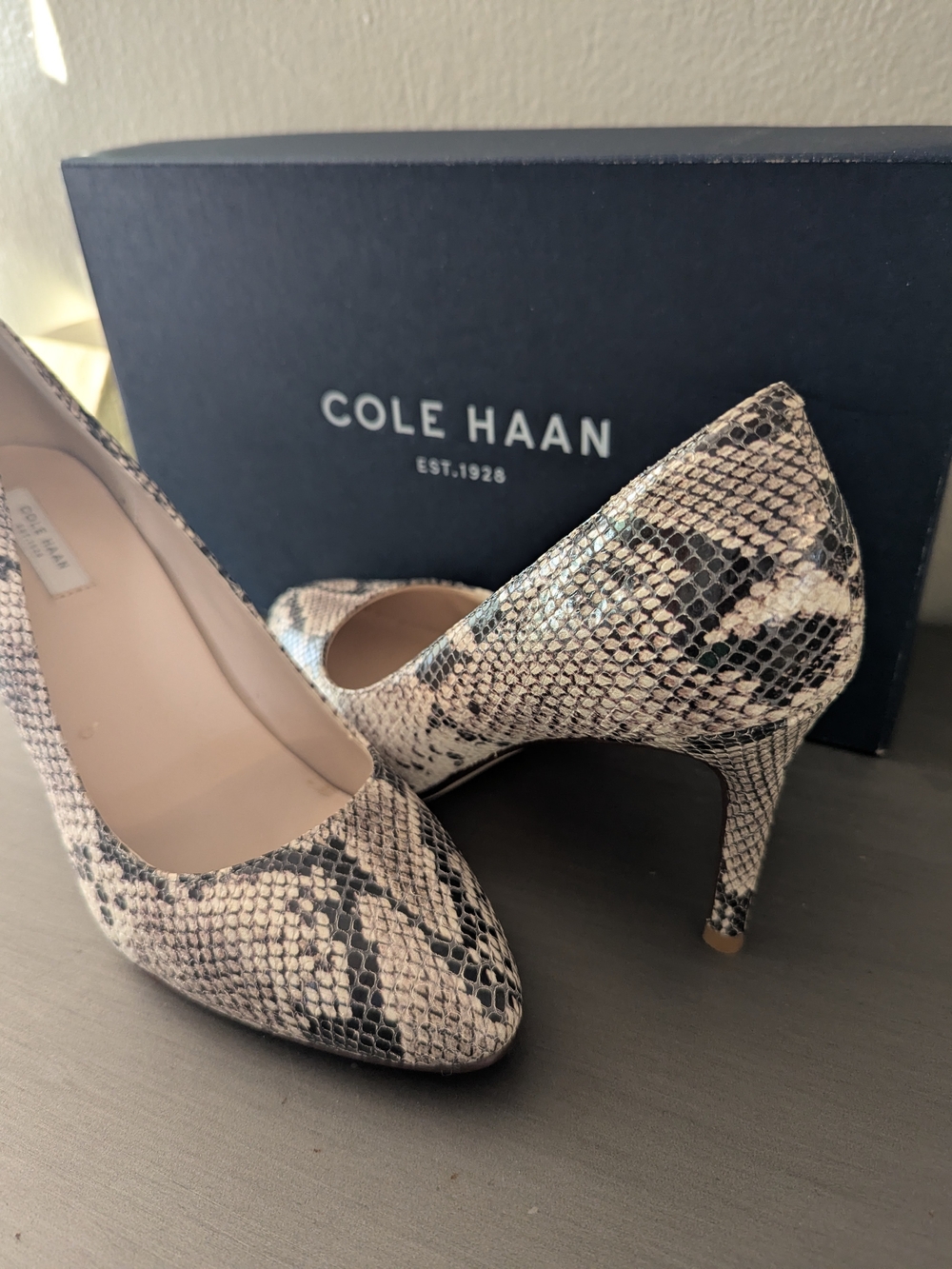 Cole Haan Women's Snakeskin Pointed-Toe Pumps in Beige